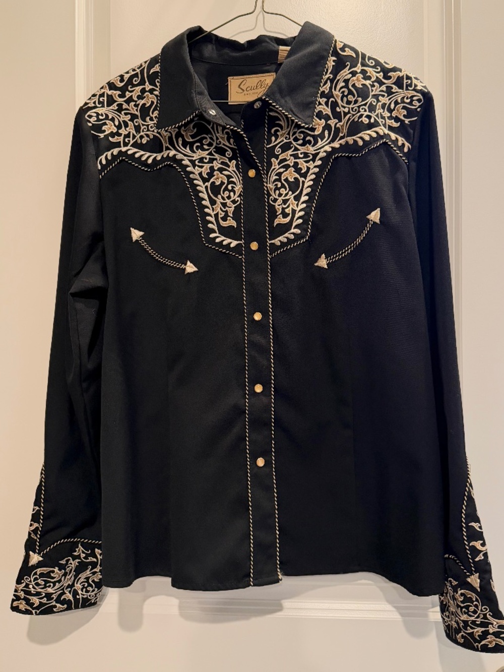 Scully Western Wear Embroidered Shirt, Pearl Snaps, Men’s XL